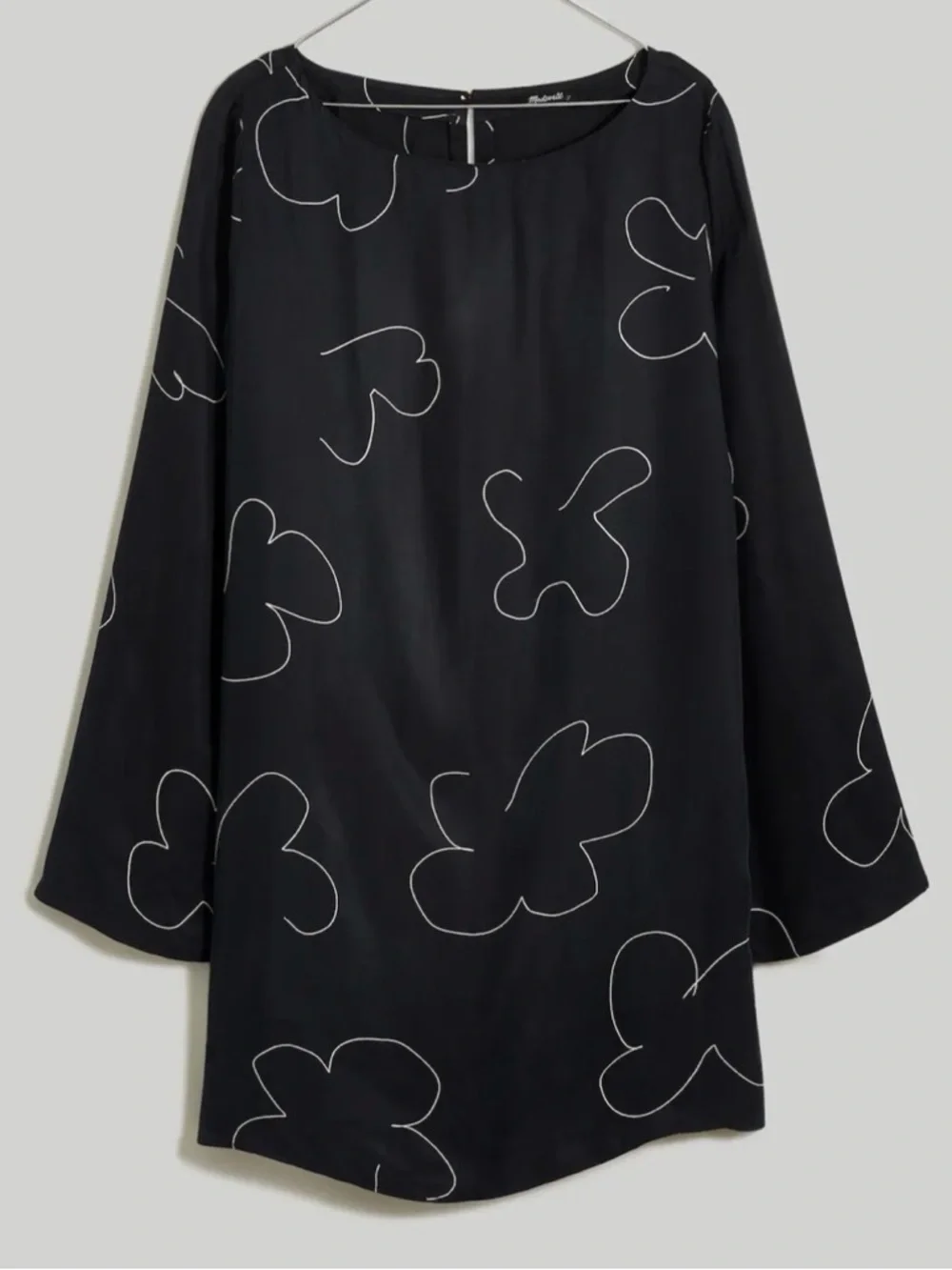 Madewell Black Mini Dress with White Floral Outline